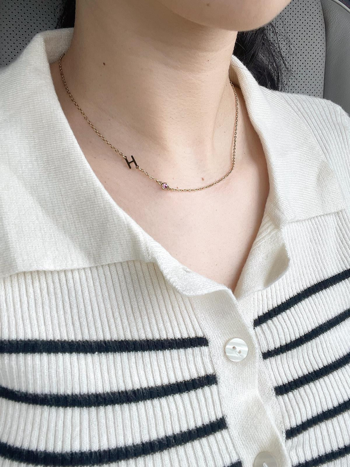 Side Charm Necklace - 2 Initials