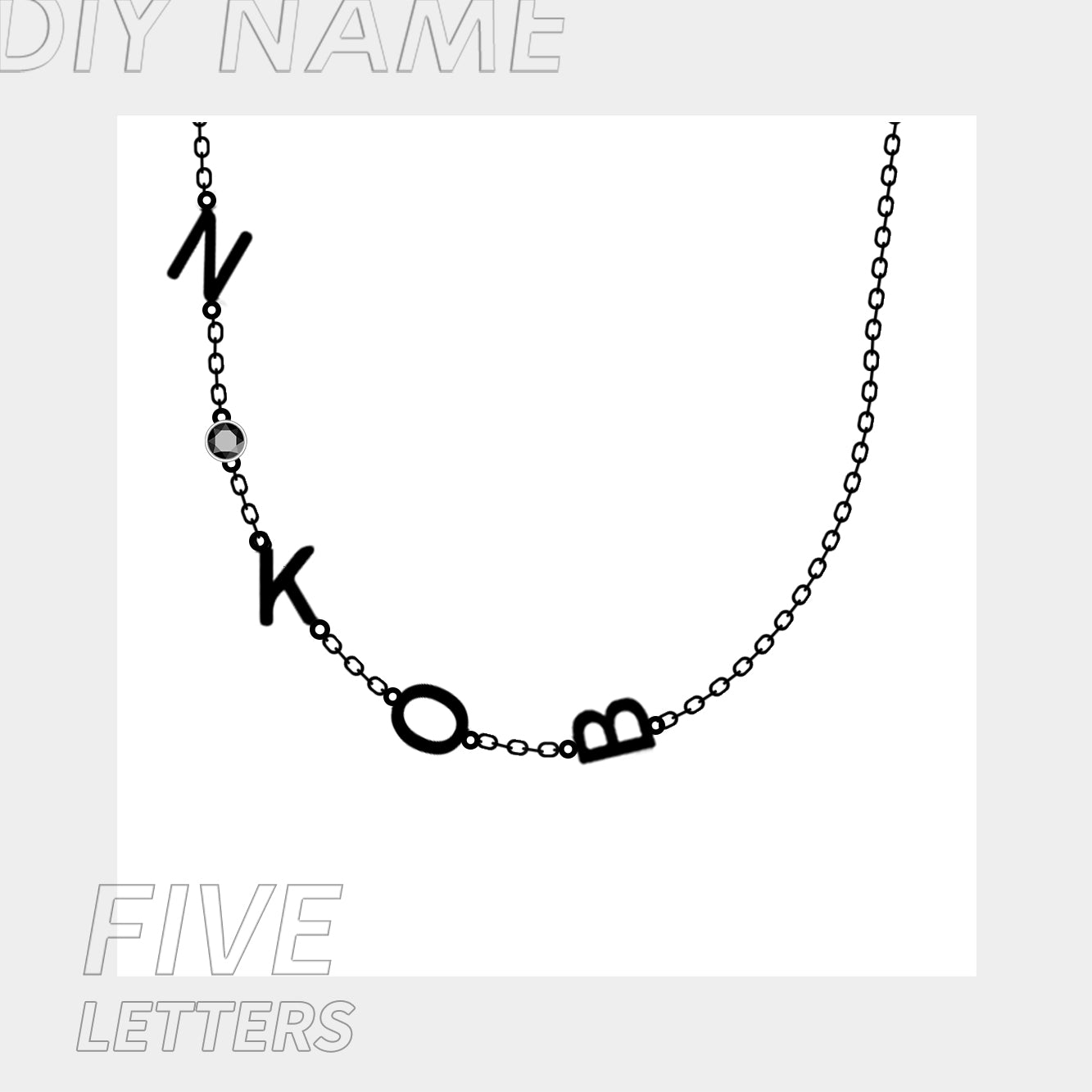 Side Charm Necklace - 5 Initials