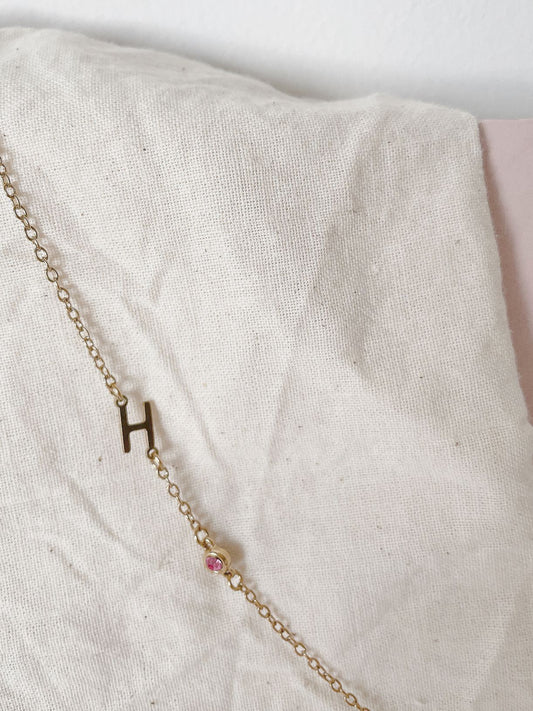 Side Charm Necklace - 1 Initial