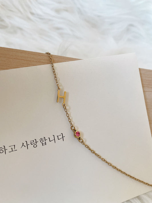 Side Charm Necklace - 3 Initials